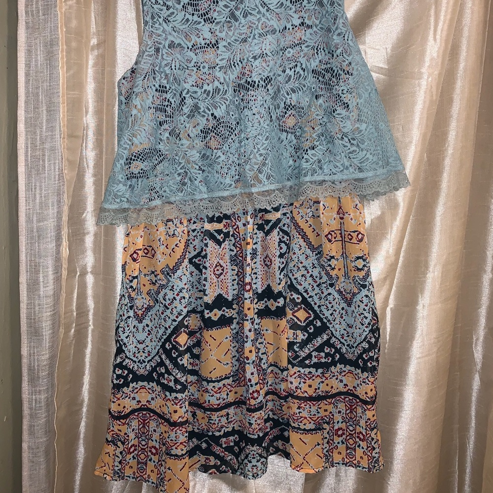 Girls multicolor multi design lace dress
